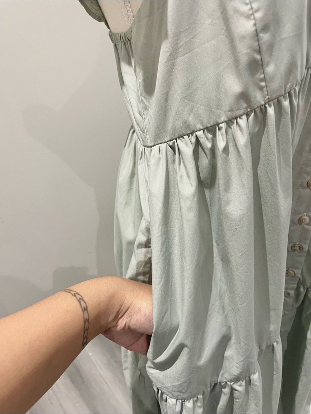 En Saison Sage Green Ruffle-Strap Tiered Maxi Dress - Picture 4 of 8